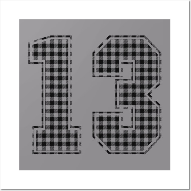 Plaid Number - 13 - Dark Wall Art by tavare